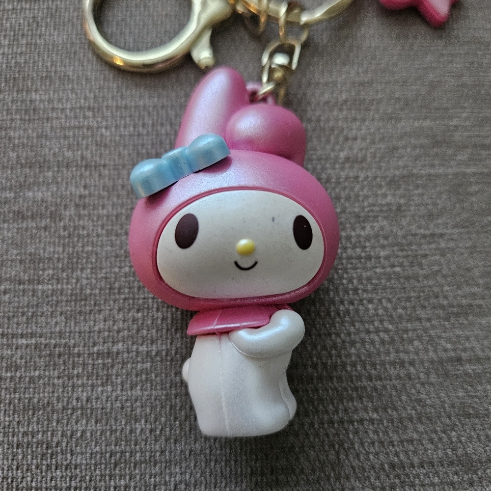 Sanrio My Melody Pink Keychain With Pink Strap Bag Tag
